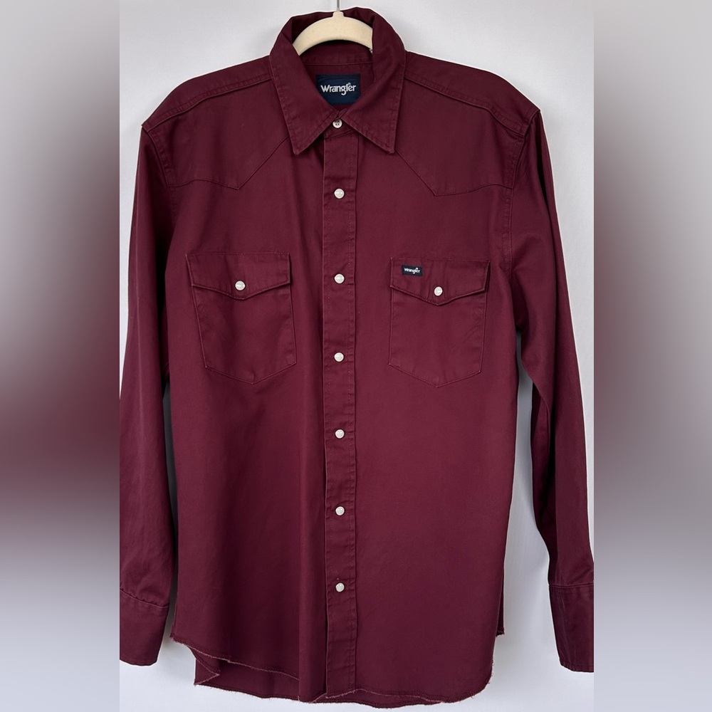 Wrangler Men’s Cowboy Cut Firm Finish Twill Pearl‎ Snap Shirt Red Oxide Size Lg